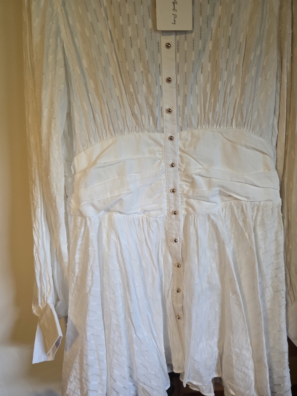 All About May NWT White Textured Button-Front Tunic Dress - Picture 9 of 16